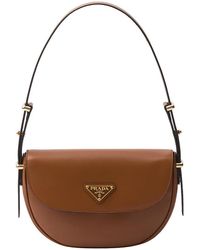 Prada - Arque Leather Shoulder Bag With Flap - Lyst