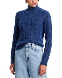 Aqua - Erin Cable Knit Turtleneck Sweater - Lyst