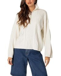Edikted - Oversized Quarter Zip Cable Knit Sweater - Lyst