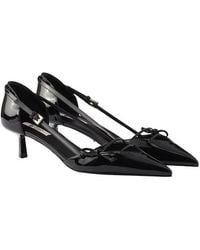 Prada - Open-Side Leather Pumps - Lyst