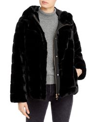 Marella Ovale Faux Fur Quilted Coat - Black