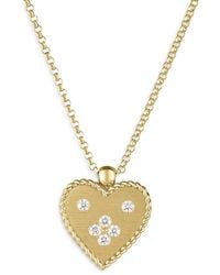 Roberto Coin - 18K Venetian Princess Diamond Heart Small Pendant Necklace, 16 - Lyst