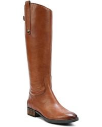 Sam Edelman - Penny Round Toe Leather Low-Heel Riding Boots - Lyst