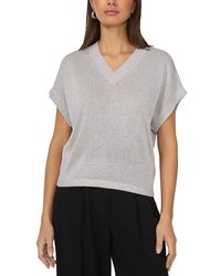 Vince Camuto - V-neck Shine Short-sleeve Sweater - Lyst