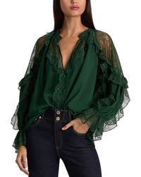 Alice + Olivia - Aleena Lace Inset Blouse - Lyst