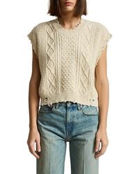 Denimist - Boyfriend Cable Crewneck Sweater Vest - Lyst