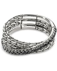 John Hardy - Sterling Jh Essentials Sapphire Pave Crossover Statement Ring - Lyst