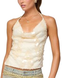 Edikted - Reid Backless Sequin Cowl Neck Top - Lyst