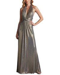 Tadashi Shoji - Mona Pleated Metallic Halter Gown - Lyst