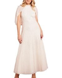 Needle & Thread - Scallop Sequin Cape Ankle Gown - Lyst