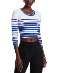 L'Agence - Yukio Striped Crop Crewneck Top - Lyst
