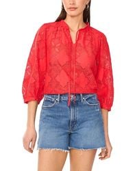 Vince Camuto - Split Neck Peasant Top - Lyst