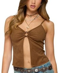 Edikted - Split Front Faux Suede Tank Top - Lyst