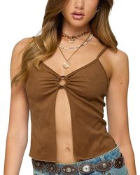 Edikted - Split Front Faux Suede Tank Top - Lyst