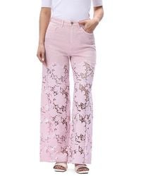 Bayeas - Ultra High Rise Lace Patchwork Wide Leg Denim Jeans - Lyst