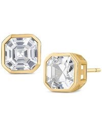 Kenneth Jay Lane - Asscher Cut Cubic Zirconia Bezel Stud Earrings - Lyst