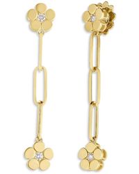 Roberto Coin - 18K Daisy Diamond Flower Chain Drop Earrings - Lyst