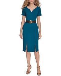 Donna Karan - Belted Midi Sheath Dress - Lyst