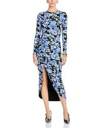 Aqua Ruched Ruffled Midi Dress in Green | Lyst