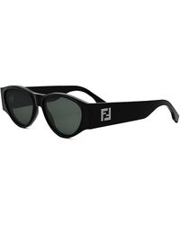 Fendi - Ff Squared Oval Sunglasses, 55Mm - Lyst