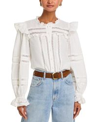 Aqua - Pintuck Lace Inset Top - Lyst