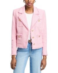 L'Agence - Sylvia Fringe Trim Tweed Jacket - Lyst
