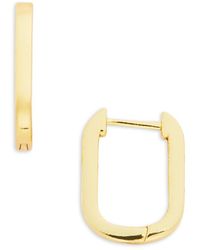 Aqua - 18K Plated Sterling Oval Huggie Hoop Earrings - Lyst