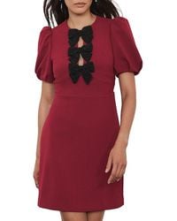 Mint Velvet Velvet Frill Detail Mini Dress in Black | Lyst