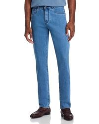 Canali - Light Wash Stretch Denim Straight Fit Jeans - Lyst