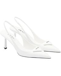 Prada - Brushed Leather Slingback Pumps - Lyst