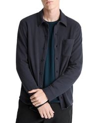 Vince - Solid Button Front Knit Shirt - Lyst