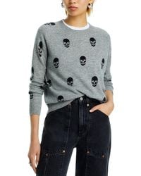 Aqua - Skull Print Crewneck Cashmere Sweater - Lyst