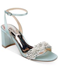 badgley mischka women's clair embellished block heel sandals