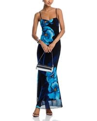 Aqua - Floral Mesh Maxi Dress - Lyst