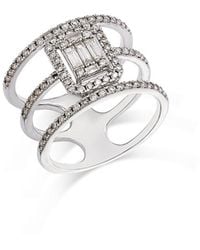 Bloomingdale's Fine Collection - Diamond Round & Baguette Triple Row Ring - Lyst