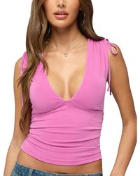 Edikted - Cady Drawstring V Neck Tank Top - Lyst