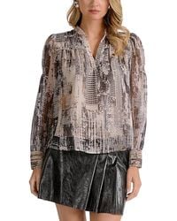 Elan - Long Sleeve V Neck Peasant Top - Lyst