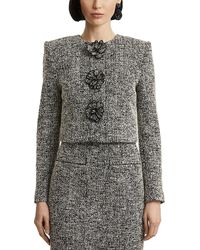 Oscar de la Renta - Long Sleeve Boucle Tweed Jacket - Lyst