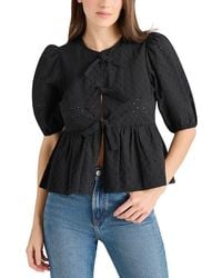 Steve Madden - Paula Eyelet Tie Front Top - Lyst