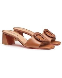 Santoni - Leather Mid-Heel Sandal - Lyst