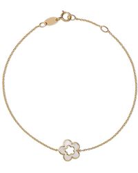 Bloomingdale's Made In Italy Mother Of Pearl Flower Chain Bracelet In 14k Yellow Gold - Metallic