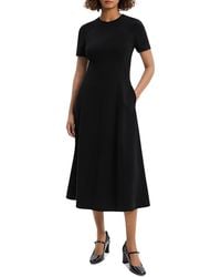Theory - Admiral Crepe Short Sleeve Flare Midi Dress - Lyst