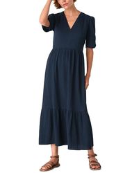 Whistles - Textured Cotton Midi Dress - Lyst