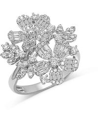 Bloomingdale's Fine Collection - Diamond Round & Baguette Flower Ring - Lyst