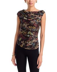 Aqua - Draped Mesh Sleeveless Top - Lyst