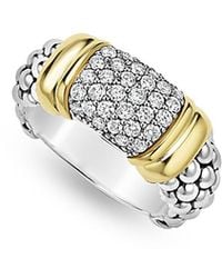 Lagos - Two Tone Signature Caviar Diamond Ring, 0.567 Tcw - Lyst