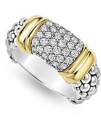 Lagos - Two Tone Signature Caviar Diamond Ring, 0.567 Tcw - Lyst