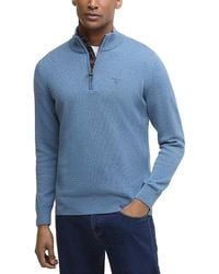 Barbour - Cotton Half Zip Knitted Sweater - Lyst
