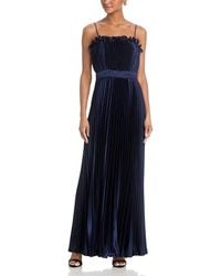 Aqua - Long Pleated Spaghetti Strap Gown - Lyst