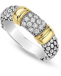 Lagos - Two Tone Signature Caviar Diamond Ring, 0.266 Tcw - Lyst